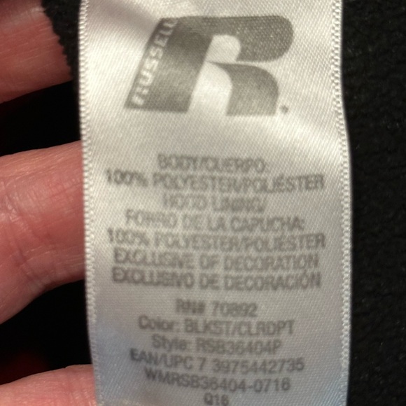 Russell Athletic Boys Youth Hoodie Pullover Sweatshirt Jacket Red Black XXL - Picture 4 of 4